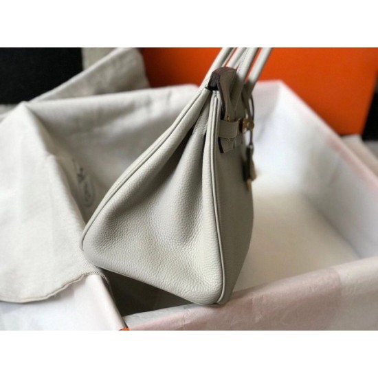 Hermes Pearl Grey Clemence Birkin 30cm Bora Pari replica GHW qualità specchio Replica Perfette Hermes Pearl Grey Clemence Birkin 30cm Bora Pari GHW imitazioni