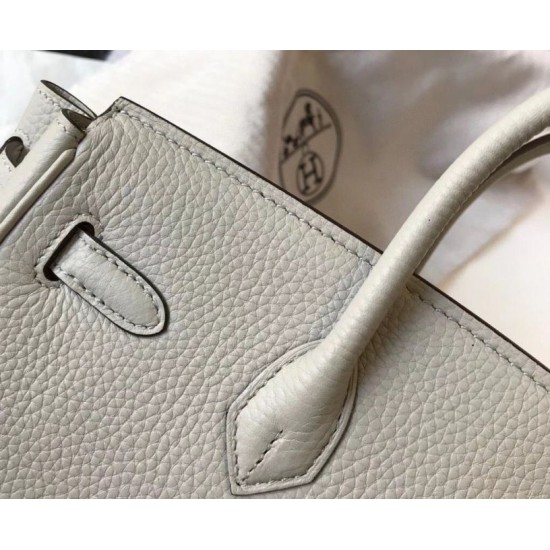 Hermes Pearl Grey Clemence Birkin 30cm Bora Pari replica GHW qualità specchio Replica Perfette Hermes Pearl Grey Clemence Birkin 30cm Bora Pari GHW imitazioni