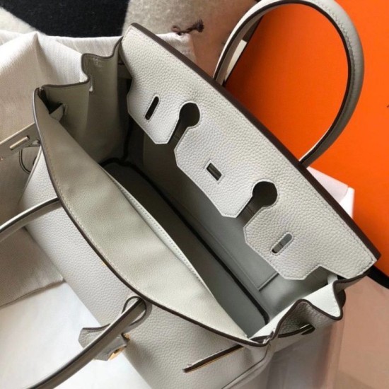 Hermes Pearl Grey Clemence Birkin 30cm Bora Pari replica GHW qualità specchio Replica Perfette Hermes Pearl Grey Clemence Birkin 30cm Bora Pari GHW imitazioni