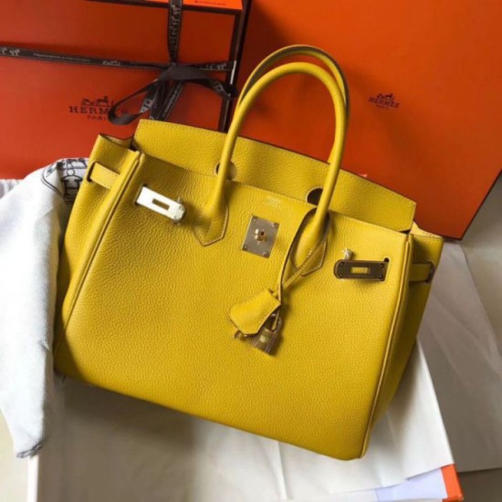 Hermes Birkin 30cm Borsa Gialla Clemence Replica Replica Perfette Hermes Birkin 30cm Borsa Gialla Clemence imitazioni