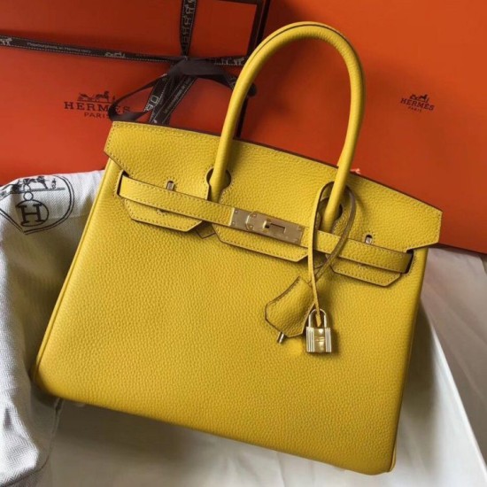 Hermes Birkin 30cm Borsa Gialla Clemence Replica Replica Perfette Hermes Birkin 30cm Borsa Gialla Clemence imitazioni