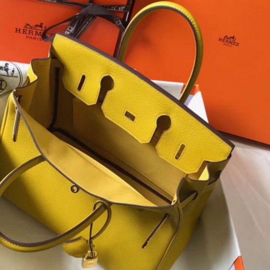 Hermes Birkin 30cm Borsa Gialla Clemence Replica Replica Perfette Hermes Birkin 30cm Borsa Gialla Clemence imitazioni