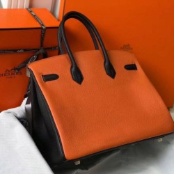 Hermes Birkin Tri-Color 35cm Borsa Arancione/Bianco/Nero Clemence Replica Replica Perfette Hermes Birkin Tri-Color 35cm Borsa Arancione/Bianco/Nero Clemence imitazioni