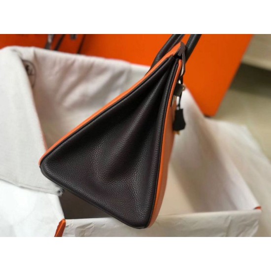 Hermes Birkin Tri-Color 35cm Borsa Arancione/Bianco/Nero Clemence Replica Replica Perfette Hermes Birkin Tri-Color 35cm Borsa Arancione/Bianco/Nero Clemence imitazioni
