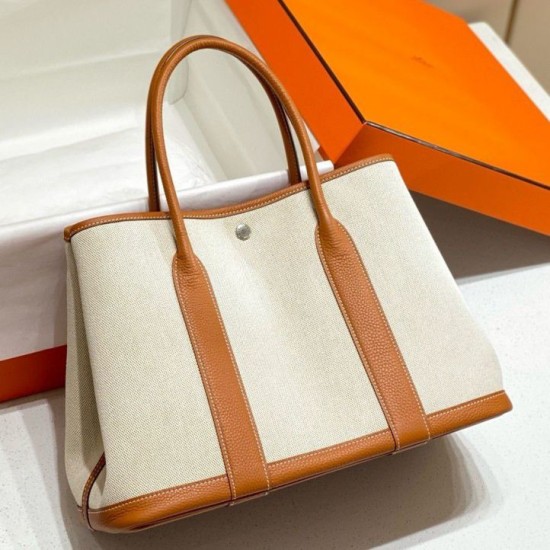 Hermes Garden Party 36cm Borsa Replica Toile e Oro qualità specchio Replica Perfette Hermes Garden Party 36cm Borsa 1:1 Toile e Oro imitazioni