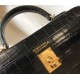 Hermes Kelly Mini II Borsa Nero Embossed Crocodile Replica Replica Perfette Hermes Kelly Mini II Borsa Nero Embossed Crocodile imitazioni