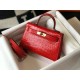 Hermes Kelly Mini II Borsa Rosso Embossed Crocodile Replica Replica Perfette Hermes Kelly Mini II Borsa Rosso Embossed Crocodile imitazioni