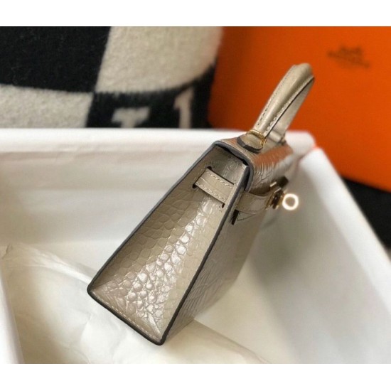 Hermes Kelly Mini II Borsa Taupe Embossed Crocodile Replica Replica Perfette Hermes Kelly Mini II Borsa Taupe Embossed Crocodile imitazioni