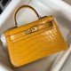 Replica Perfette Hermes Kelly Mini II Borsa Yellow Embossed Crocodile imitazioni