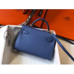 Hermes Kelly Mini II Borsa Blue Agate Epsom