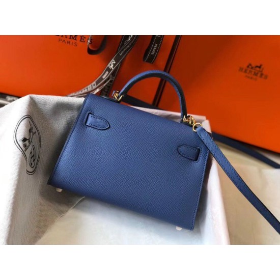 Hermes Kelly Mini II Borsa Blue Agate Epsom Replica Replica Perfette Hermes Kelly Mini II Borsa Blue Agate Epsom imitazioni