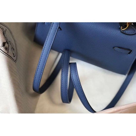 Hermes Kelly Mini II Borsa Blue Agate Epsom Replica Replica Perfette Hermes Kelly Mini II Borsa Blue Agate Epsom imitazioni