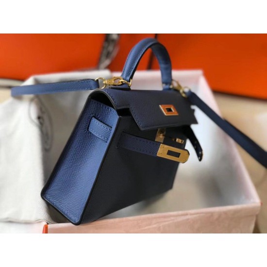 Hermes Kelly Mini II Borsa Blue Agate Epsom Replica Replica Perfette Hermes Kelly Mini II Borsa Blue Agate Epsom imitazioni