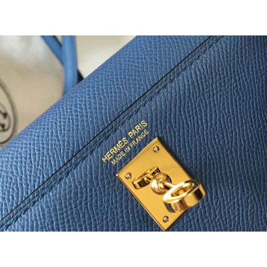 Hermes Kelly Mini II Borsa Blue Agate Epsom Replica Replica Perfette Hermes Kelly Mini II Borsa Blue Agate Epsom imitazioni