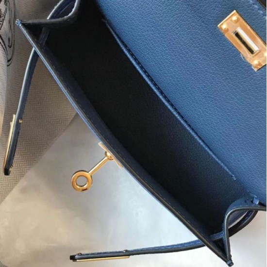 Hermes Kelly Mini II Borsa Blue Agate Epsom Replica Replica Perfette Hermes Kelly Mini II Borsa Blue Agate Epsom imitazioni