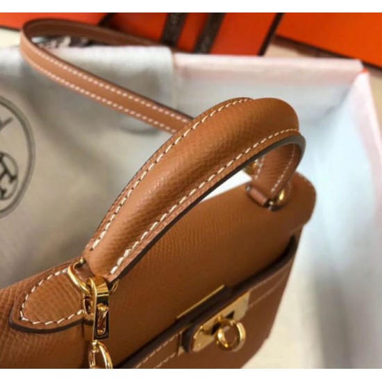 Hermes Kelly Mini II replica Gold Epsom qualità specchio Replica Perfette Hermes Kelly Mini II Gold Epsom imitazioni