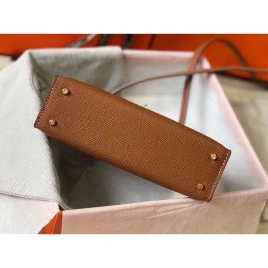 Hermes Kelly Mini II replica Gold Epsom qualità specchio Replica Perfette Hermes Kelly Mini II Gold Epsom imitazioni