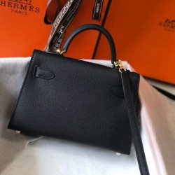 Hermes Kelly Mini II Imitazioni borse griffate Nero Epsom Replica Replica Perfette Hermes Kelly Mini II Imitazioni borse griffate Nero Epsom imitazioni