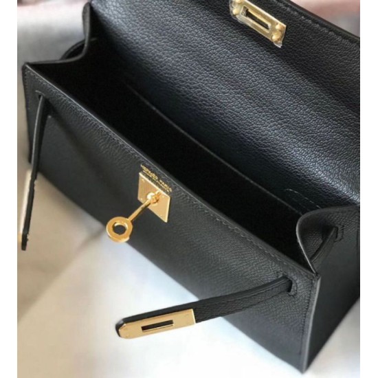Hermes Kelly Mini II Imitazioni borse griffate Nero Epsom Replica Replica Perfette Hermes Kelly Mini II Imitazioni borse griffate Nero Epsom imitazioni