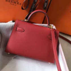 Hermes Kelly Mini II replica Rouge Vif Epsom qualità specchio Replica Perfette Hermes Kelly Mini II Rouge Vif Epsom imitazioni