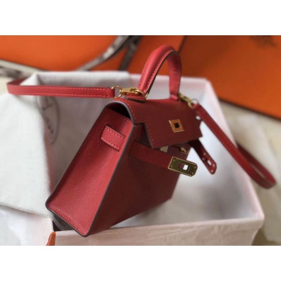 Hermes Kelly Mini II replica Rouge Vif Epsom qualità specchio Replica Perfette Hermes Kelly Mini II Rouge Vif Epsom imitazioni