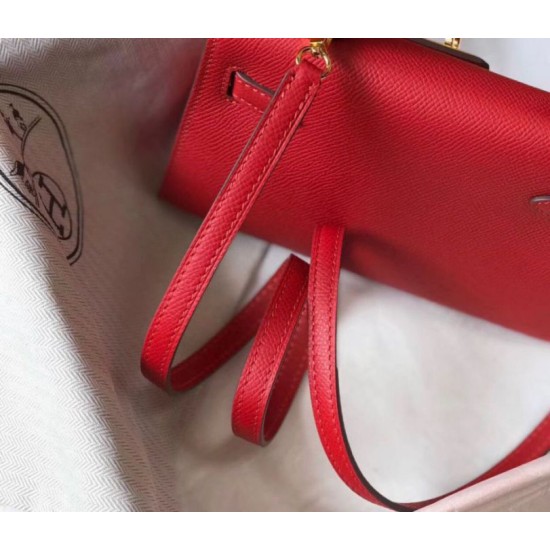 Hermes Kelly Mini II replica Rouge Vif Epsom qualità specchio Replica Perfette Hermes Kelly Mini II Rouge Vif Epsom imitazioni