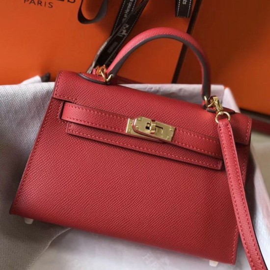 Hermes Kelly Mini II replica Rouge Vif Epsom qualità specchio Replica Perfette Hermes Kelly Mini II Rouge Vif Epsom imitazioni
