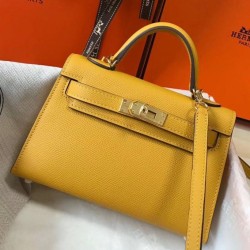 Borse Hermes Kelly Mini II gialla Epsom