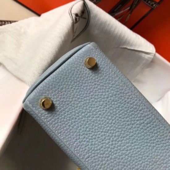 Borsa Hermes Mini Kelly 20cm blu Lin Clemence Replica Replica Perfette Borsa Hermes Mini Kelly 20cm blu Lin Clemence imitazioni
