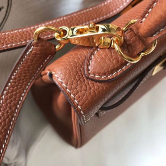Replica Perfette Borse Imitazioni Hermes Mini Kelly 20cm marrone Clemence imitazioni