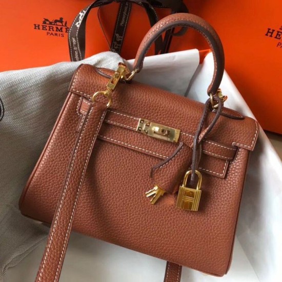 Replica Perfette Borse Imitazioni Hermes Mini Kelly 20cm marrone Clemence imitazioni