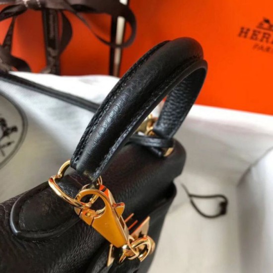 Borsa Hermes Mini Kelly 20cm nera Clemence Replica Replica Perfette Borsa Hermes Mini Kelly 20cm nera Clemence imitazioni
