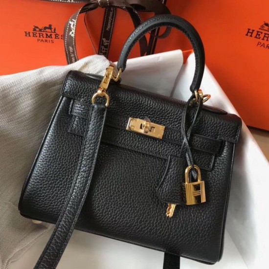 Borsa Hermes Mini Kelly 20cm nera Clemence Replica Replica Perfette Borsa Hermes Mini Kelly 20cm nera Clemence imitazioni