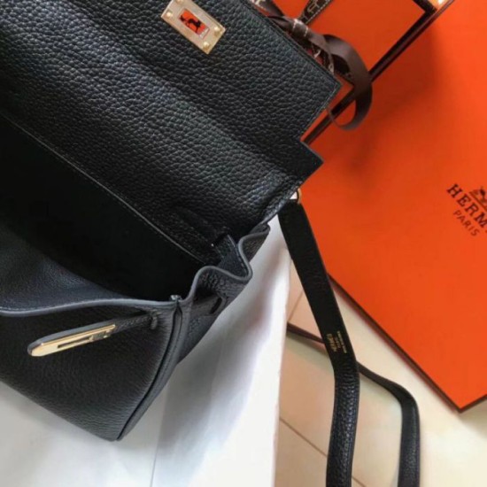 Borsa Hermes Mini Kelly 20cm nera Clemence Replica Replica Perfette Borsa Hermes Mini Kelly 20cm nera Clemence imitazioni