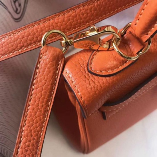 Hermes Mini Kelly 20cm Borse Replica Arancione Clemence qualità specchio Replica Perfette Hermes Mini Kelly 20cm Borse Arancione Clemence imitazioni