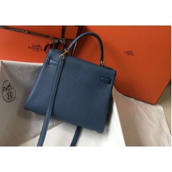 Borsa Hermes Kelly 28cm Retourne blu agata Clemence Borsa Hermes Kelly 28cm Retourne blu agata Clemence