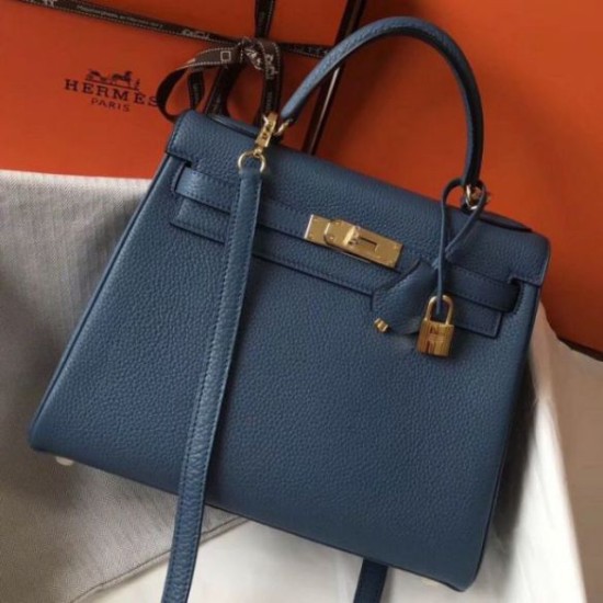 Borsa Hermes Kelly 28cm Retourne blu agata Clemence Replica Replica Perfette Borsa Hermes Kelly 28cm Retourne blu agata Clemence imitazioni