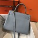 Hermes Kelly 28cm Retourne replica Blue Lin Clemence qualità specchio Replica Perfette Hermes Kelly 28cm Retourne Blue Lin Clemence imitazioni