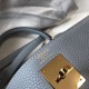Hermes Kelly 28cm Retourne replica Blue Lin Clemence qualità specchio Replica Perfette Hermes Kelly 28cm Retourne Blue Lin Clemence imitazioni