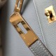 Hermes Kelly 28cm Retourne replica Blue Lin Clemence qualità specchio Replica Perfette Hermes Kelly 28cm Retourne Blue Lin Clemence imitazioni