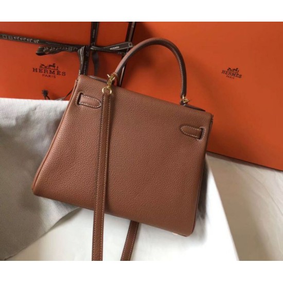 Replica Perfette Hermes Kelly 28cm Retourne Borsa Gold Clemence imitazioni