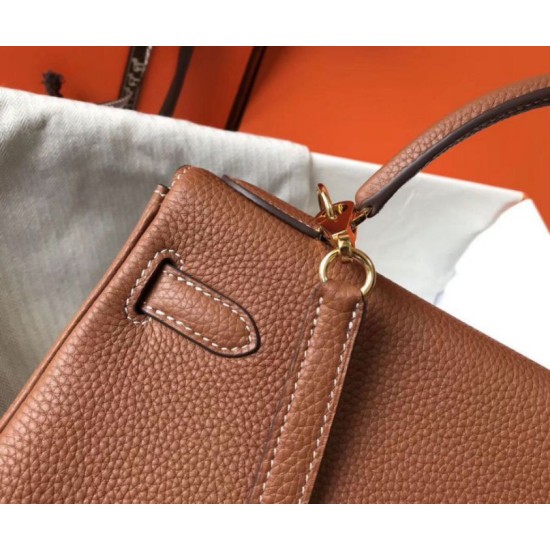 Replica Perfette Hermes Kelly 28cm Retourne Borsa Gold Clemence imitazioni