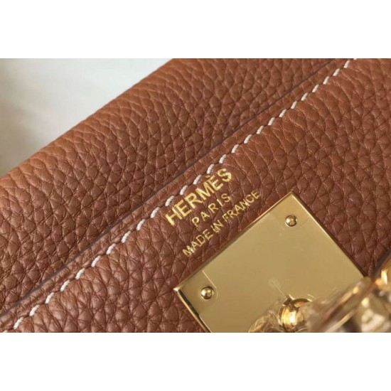Replica Perfette Hermes Kelly 28cm Retourne Borsa Gold Clemence imitazioni