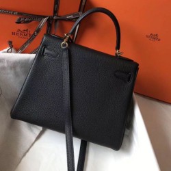 Hermes Kelly 28cm Retourne Borsa Nero Clemence Replica Replica Perfette Hermes Kelly 28cm Retourne Borsa Nero Clemence imitazioni