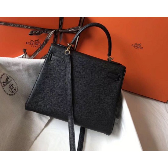Hermes Kelly 28cm Retourne Borsa Nero Clemence Replica Replica Perfette Hermes Kelly 28cm Retourne Borsa Nero Clemence imitazioni