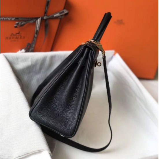 Hermes Kelly 28cm Retourne Borsa Nero Clemence Replica Replica Perfette Hermes Kelly 28cm Retourne Borsa Nero Clemence imitazioni