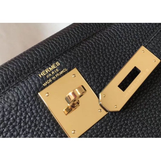 Hermes Kelly 28cm Retourne Borsa Nero Clemence Replica Replica Perfette Hermes Kelly 28cm Retourne Borsa Nero Clemence imitazioni