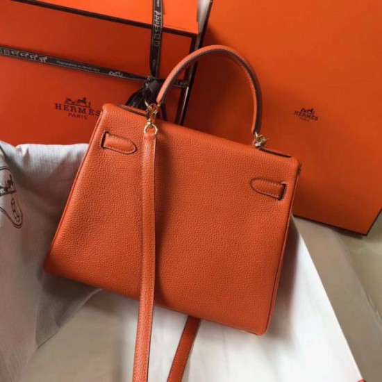 Hermes Kelly 28cm Retourne Borsa Orange Clemence Replica Replica Perfette Hermes Kelly 28cm Retourne Borsa Orange Clemence imitazioni