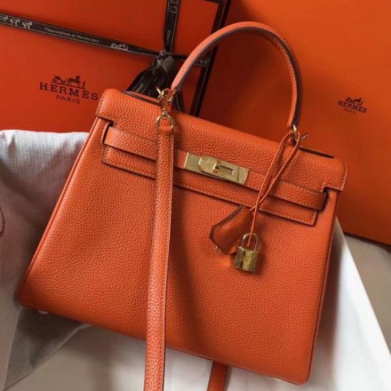 Hermes Kelly 28cm Retourne Borsa Orange Clemence Replica Replica Perfette Hermes Kelly 28cm Retourne Borsa Orange Clemence imitazioni