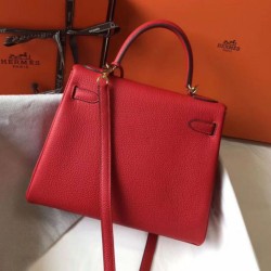 Borsa Hermes Kelly 28cm Retourne rossa Clemence Replica Replica Perfette Borsa Hermes Kelly 28cm Retourne rossa Clemence imitazioni